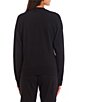 Color:Black - Image 2 - Knit Round Neckline Long Sleeve Button-Front Cardigan