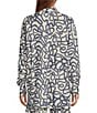Every Linen Doodle Print Linen Blend V-Neck Long Sleeve Button Front Coordinaitng Blouse, Color:Multi - Image 2