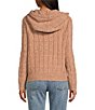 Color:Camel - Image 2 - Long Sleeve Cable Knit Hoodie