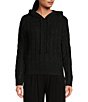 Color:Black - Image 1 - Long Sleeve Cable Knit Hoodie