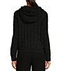 Color:Black - Image 2 - Long Sleeve Cable Knit Hoodie