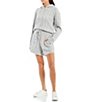 Color:Heather Grey - Image 3 - Long Sleeve Crew Neck Drawstring Cable Knit Hooded Sweater