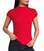Every Mock Neck Short Sleeve Pullover Ribbed Sweater - Image 1