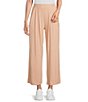 Color:Cafe - Image 1 - Ribbed Knit High Rise Wide Leg Pants