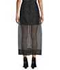 Every Coordinating Sheer Woven Mid Rise A-Line Midi Skirt, Color:Black - Image 2