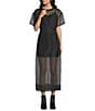Every Coordinating Sheer Woven Mid Rise A-Line Midi Skirt, Color:Black - Image 3