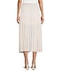 Every Sheer Woven Pleated Mid Rise A-Line Midi Skirt, Color:Pearl - Image 2