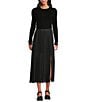 Every Sheer Woven Pleated Mid Rise A-Line Midi Skirt, Color:Black - Image 3