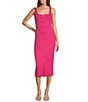 Every Stretch Knit Scoop Neck Sleeveless Midi Dress, Color:Fuchsia - Image 1