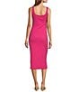 Every Stretch Knit Scoop Neck Sleeveless Midi Dress, Color:Fuchsia - Image 2