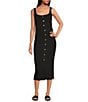 Every Stretch Knit Scoop Neck Sleeveless Midi Dress, Color:Black - Image 1