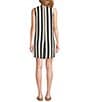 Every Stripe Linen Blend Round Neck Sleeveless Romper, Color:Navy Stripe - Image 2