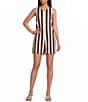 Every Stripe Linen Blend Round Neck Sleeveless Romper - Image 1