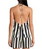 Every Stripe Linen Blend V-Neck Halter Coordinating Top, Color:Navy Stripe - Image 2