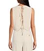 Color:Birch - Image 2 - V-Neck Sleeveless Button Front Back Ties Coordinating Suit Vest