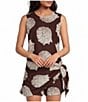 Every Woven Shell Print Round Neck Sleeveless Tie Back Coordinating Top - Image 1