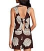 Every Woven Shell Print Round Neck Sleeveless Tie Back Coordinating Top - Image 2