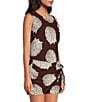 Every Woven Shell Print Round Neck Sleeveless Tie Back Coordinating Top - Image 3