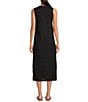 Every Woven V-Neck Sleeveless Button Front Maxi Shift Dress, Color:Black - Image 2