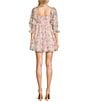 Color:Ivory/Mauve - Image 2 - 3/4#double; Sleeve 3D Floral Baby Doll Dress