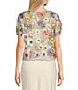 Evolutionary Coordinating 3D Floral Print Short Sleeve Top, Color:Pink Multi - Image 2