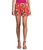 Evolutionary Allover Floral Printed Front Tie Mid Rise Shorts - Image 1