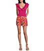 Evolutionary Allover Floral Printed Front Tie Mid Rise Shorts - Image 3