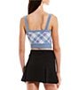 Color:Dark Chambray/Lavender - Image 2 - Argyle Sweater-Knit Square Neck Sleeveless Sweater