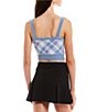Color:Dark Chambray/Lavender - Image 2 - Argyle Sweater-Knit Square Neck Sleeveless Camisole