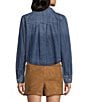 Evolutionary Denim Collared Button Front Long Sleeve Top - Image 2