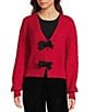 Evolutionary Double Bow Front V-Neck Long Sleeve Cardigan - Image 1
