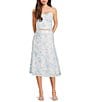 Evolutionary Embroidered Floral Eyelet Mid Rise A-Line Midi Skirt - Image 3