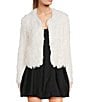Evolutionary Faux Fur Long Sleeve Jacket, Color:Ivory - Image 1
