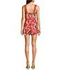 Evolutionary Floral Printed Belted Tie Front Romper - Image 2