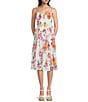 Evolutionary Floral Printed Eyelet A Sweetheart Neck Corseted Side Slit Dress - Image 1
