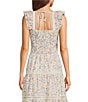 Evolutionary Floral Printed Eyelet Ruffle Short Sleeve Coordinating Top - Image 2