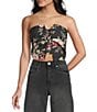 Evolutionary Floral Printed Strapless Bow Top - Image 1