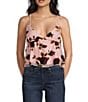 Evolutionary Floral Printed V-Neck Cami, Color:Pink/Red - Image 1