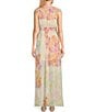 Color:Apricot/Pink - Image 2 - Floral Printed V-Neck Flutter Sleeve Ring Dress