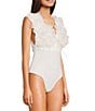 Evolutionary Floral V-Neck Bodysuit, Color:Ivory - Image 4