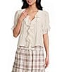 Evolutionary Flowy Short Sleeve V-Neck Blouse - Image 1