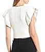Color:White - Image 2 - Flutter Sleeve Knit Sweater Crop Top