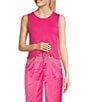 Color:Pink - Image 1 - Fringe Hem Sweater Tank Top