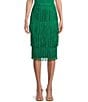 Color:Green - Image 1 - Coordinating Fringe Midi Skirt