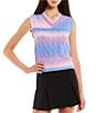 Color:Lavender/Pink - Image 1 - Gradient Tie-Dye Cable Knit Sweater Vest