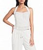 Evolutionary Halter Neck Tie Back Ruffle Hem Top - Image 1