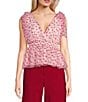 Evolutionary Heart Print Sleeveless V-Neck Top, Color:Pink/Red - Image 1