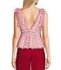 Evolutionary Heart Print Sleeveless V-Neck Top, Color:Pink/Red - Image 2