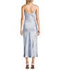 Color:Blue - Image 2 - Jacquard Floral Print Sleeveless Cowl Neck Slip Dress