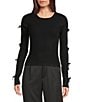 Evolutionary Knit Bow Long Sleeve Top, Color:Black - Image 1